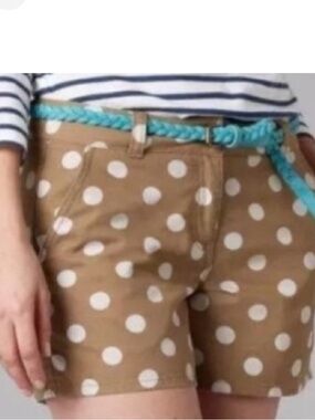 Boden Polka Dot Khaki Cotton Shorts with light grey dots  sz 4
